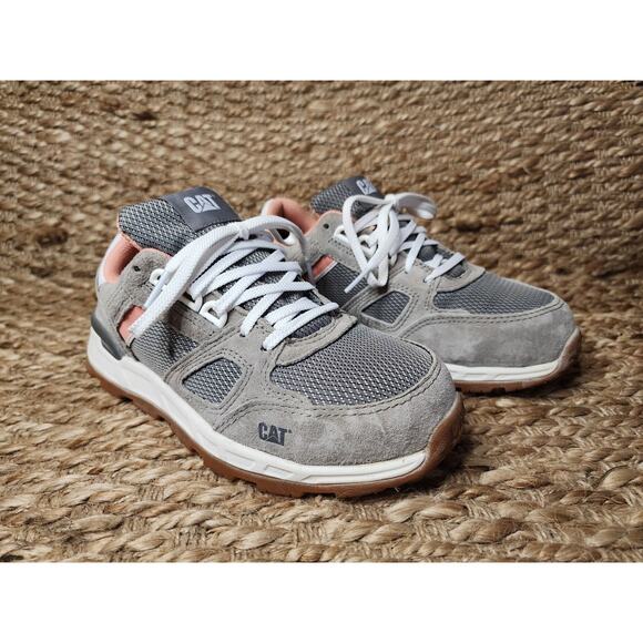 Caterpillar Women's 5 Woodward Gray Pink Suede Steel Toe Work Construction Shoe - Picture 5 of 11